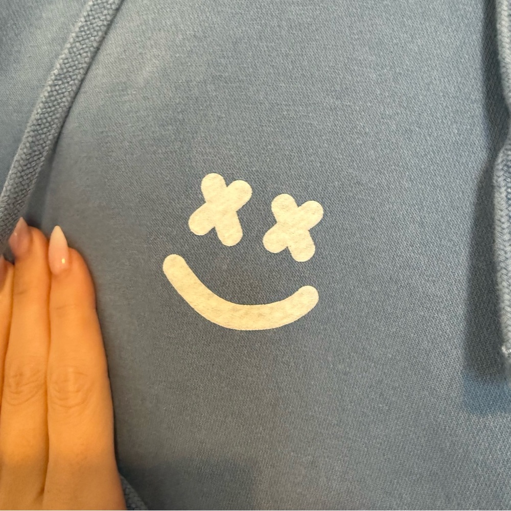 Barstool | "What Happened Last Night"  Blue Hoodie with Smiley Design - Picture 5 of 8